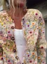 Floral Art Print Buttoned Cardigan