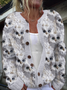 Maple Leaf Simple Crew Neck Loose Cardigan
