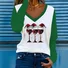 Christmas Hat Loose V Neck Casual T-Shirt