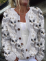 Maple Leaf Simple Crew Neck Loose Cardigan