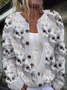 Maple Leaf Simple Crew Neck Loose Cardigan