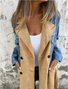 Loose Multicolor Block Casual Shawl Collar Trench Coat