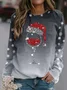 Loose Crew Neck Christmas Wine Glass Casual Sweatshirt