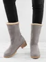 Plain Winter Cowhide Leather Casual Cotton-Padded Boots