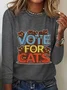 Vote For Cats Casual Long Sleeve Shirt