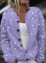 Plant flower button sweater cardigan