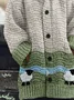 Women's Cute Embroidered Sheep Print Knitted Hooded Cardigan