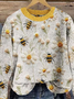 Women's Bee Floral Print Crewneck Knit Sweater