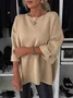 Yarn/Wool Yarn Casual Crew Neck Loose Sweater