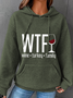 Womens WTF Vintage Turkey Family Print Casual Hoodie
