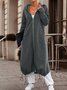 Loose Plain Hoodie Casual Trench Coat