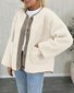 Casual Loose Crew Neck Plain Teddy Jacket