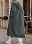 Loose Plain Hoodie Casual Trench Coat