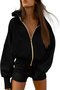 Hoodie Loose Plain Vintage Jacket