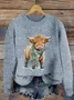 Women's Casual Highland Cow Crew Neck Sweaters