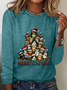 Merry Christmas Cats Art Print Casual Long Sleeve Shirt