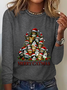 Merry Christmas Cats Art Print Casual Long Sleeve Shirt
