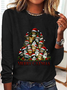 Merry Christmas Cats Art Print Casual Long Sleeve Shirt