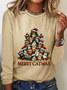 Merry Christmas Cats Art Print Casual Long Sleeve Shirt