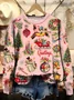 Women's Christmas Retro Old Fashion Vintage Scenes Print Casual Sweatshirt