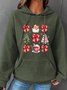 Coquette Christmas Santa Hot Cocoa Candy Cane Xmas Tree Cake Simple Loose Hoodie
