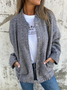 Loose Plain Crew Neck Casual Jacket
