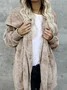 Plain Hoodie Casual Loose Leather & Faux Leather