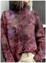 Vintage 3D Printing Loose Mock Neck Sweatshirt