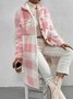 Fluff/Granular Fleece Fabric Plaid Casual Teddy Jacket