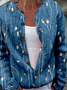 Crew Neck Floral Casual Loose Jacket