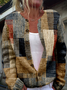 Plaid Crew Neck Casual Loose Jacket
