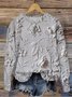 Casual Crew Neck 3D Printing Loose Sweatshirt
