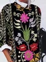 Casual Ethnic Crew Neck Loose Sweatshirt