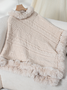 Fur Collar Elegant Plain Crew Neck Cloak