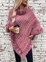 Fur Collar Elegant Plain Crew Neck Cloak