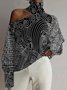 Women's Long Sleeve Blouse Spring/Fall Orange Abstract Cold Shoulder Daily Going Out Casual Top