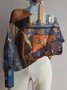 Women's Long Sleeve Blouse Spring/Fall Orange Abstract Cold Shoulder Daily Going Out Casual Top