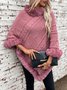 Fur Collar Elegant Plain Crew Neck Cloak