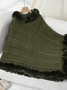 Fur Collar Elegant Plain Crew Neck Cloak