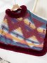 Fur Collar Elegant Crew Neck Cloak