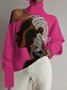 Women's Long Sleeve Blouse Spring/Fall Orange Abstract Cold Shoulder Daily Going Out Casual Top