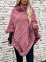 Fur Collar Elegant Plain Crew Neck Cloak