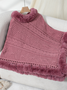 Fur Collar Elegant Plain Crew Neck Cloak