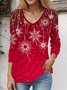 3D Printing V Neck Loose Sexy T-Shirt