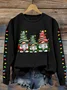 Women's Gnome Christmas Print Crew Neck Sweatshirt