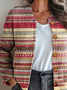 Others Striped Yarn/Wool Yarn Ethnic Cardigan