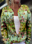 Floral Art Print Buttoned Cardigan