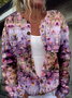 Floral Art Print Buttoned Cardigan