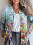 Crew Neck Loose Knitted Ethnic Cardigan