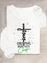 Christmas Begins With Christ Snowman Print Casual Long Sleeve Shirt